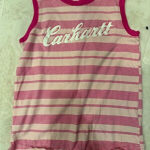 Carhartt Kids Pink and White Striped Tank Top